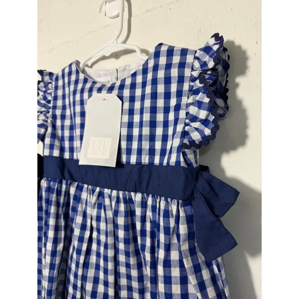 NEW LIL cactus Blue Gingham Plaid Dress Girls 3T